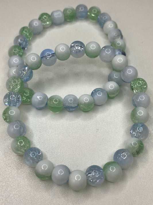 *Limited* Sparkly Green, Blue and White Bracelet